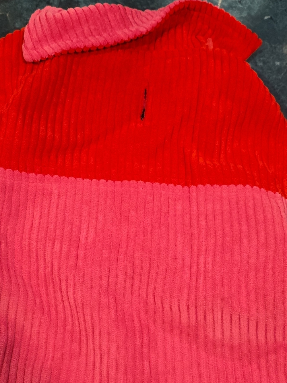 Colorblock Corduroy Dog Sweater in Red and Pink